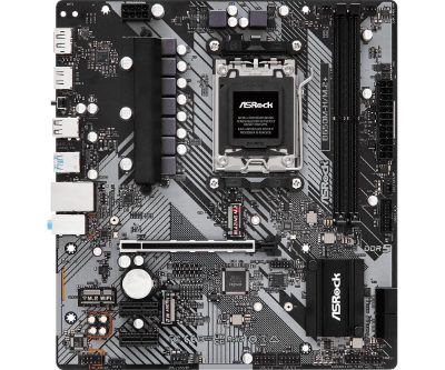 Mainboard, ASROCK, AMD B650, SAM5, Micro-ATX, Memory DDR5, Memory slots 2, 1xPCI-E, 2xPCI-Express 4.0 1x, 1xPCI-Express 4.0 16x, 1xM.2, 1xHDMI, 1xDisplayPort, 1xAudio-In, 1xAudio-Out, 1xMicrophone, 2xUSB 2.0, 3xUSB 3.2, 1xUSB-C, 1xRJ45, B650M-H/M.2+
