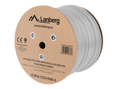 LAN Cable CAT.6A UFTP 305M Solid CU LSZH Grey CPR + Fluke Passed, LCUF6L-11CU-0305-S