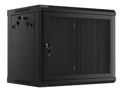 Rack cabinet 19" wall-mount 9U/600x450 with perforated door (flat pack), WF01-6409-23B, Black