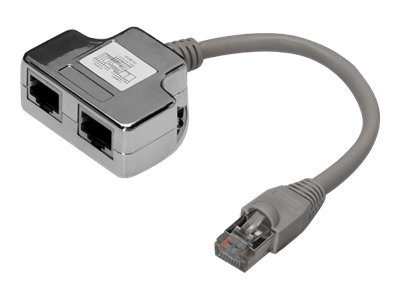 CAT 5e patch cable adapter, 2x CAT 5e, shielded, DN-93904, 0.19 m, Black, RJ45 socket to RJ45 plug