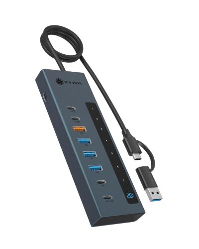 Raidsonic 9-in-1 hub with Power Delivery and Type-C/Type-A host connection, IB-HUB1743-CPD
