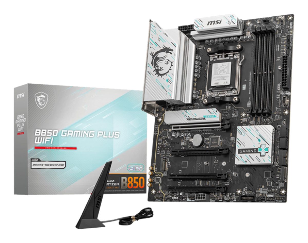 MSI B850 GAMING PLUS WIFI, Processor family AMD, Processor socket AM5, DDR5, Supported hard disk drive interfaces SATA, M.2, Number of SATA connectors 4