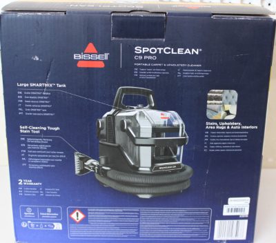 Bissell SpotClean C9 Pro Portable Carpet & Upholstery Cleaner, Bissell, Portable Carpet and Upholstery Cleaner, SpotClean C9 Pro, Corded operating, Washing function, 400 W, 24 month(s), ITEM USED AND DIRTY. MISSING: LIQUID, WHEELS