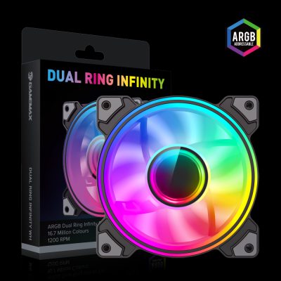 Gamemax Case Fan, DUAL RING INFINITY BK, Black