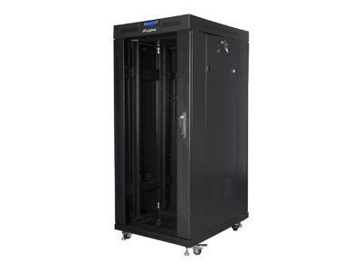 Rack cabinet 19" free-standing 27U/800x1200 (flat pack) with glass door, LCD, FF01-8227-12BL, Black