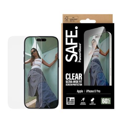 PanzerGlass Screen protector, Apple, iPhone 17 Pro, Transparent, Ultra-Wide Fit w. EasyAligner