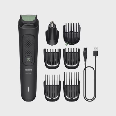 PHILIPS Multigroom series 3000 trimmeris (7-in-1), melns ar zaļu, 0,5–16 mm