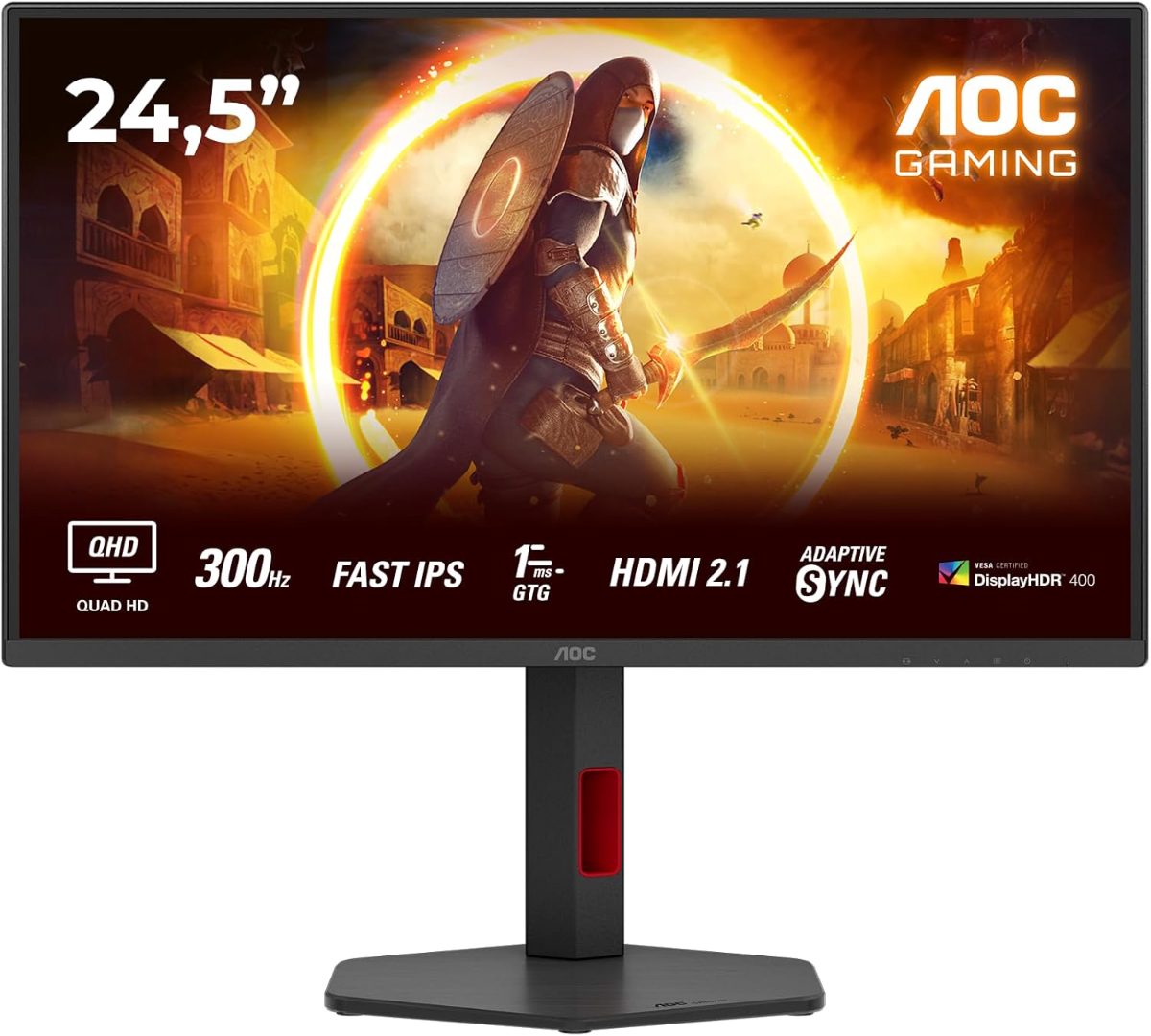 Q25G4SR, 24.5 ", Fast IPS, QHD, 16:9, 300 Hz, 1 ms, 2560 x 1440 pixels, 400 cd/m², HDMI ports quantity 2, Black