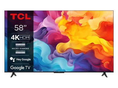 TV Set, TCL, 58", 4K/Smart, 3840x2160, Wireless LAN, Bluetooth, Google TV, 58V6B