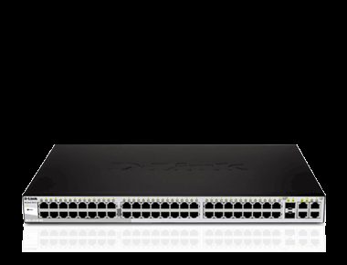 D-LINK DGS-1210-52, Gigabit Smart Switch with 48 10/100/1000Base-T ports and 4 Gigabit MiniGBIC (SFP) ports, 802.3x Flow Control, 802.3ad Link Aggregation, 802.1Q VLAN, 802.1p Priority Queues, Port mirroring, Jumbo Frame support, 802.1D STP, ACL, LLDP, Cable Diagnostics, Auto Surveillance VLAN, Auto Voice VLAN, D-Link, 24 month(s)