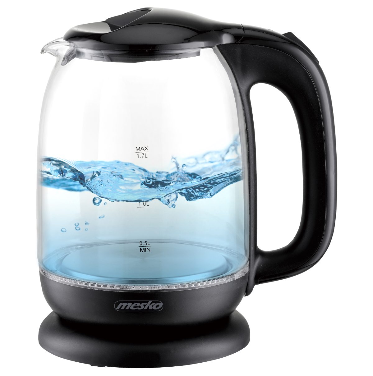Kettle, MS 1302b, Electric, 2200 W, 1.7 L, Glass, 360° rotational base, Black