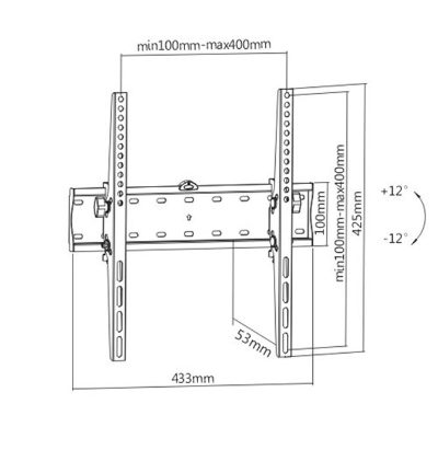 Wall mount, WM-55T-02, 32-55 ", Maximum weight (capacity) 40 kg, Black