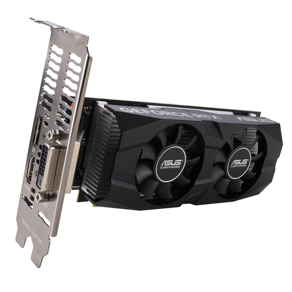 Graphics Card, ASUS, NVIDIA GeForce RTX 3050, 6 GB, GDDR6, 96 bit, Dual Slot Fansink, 1xDVI-D, 1xHDMI, 1xDisplayPort, RTX3050-O6G-LP-BRK