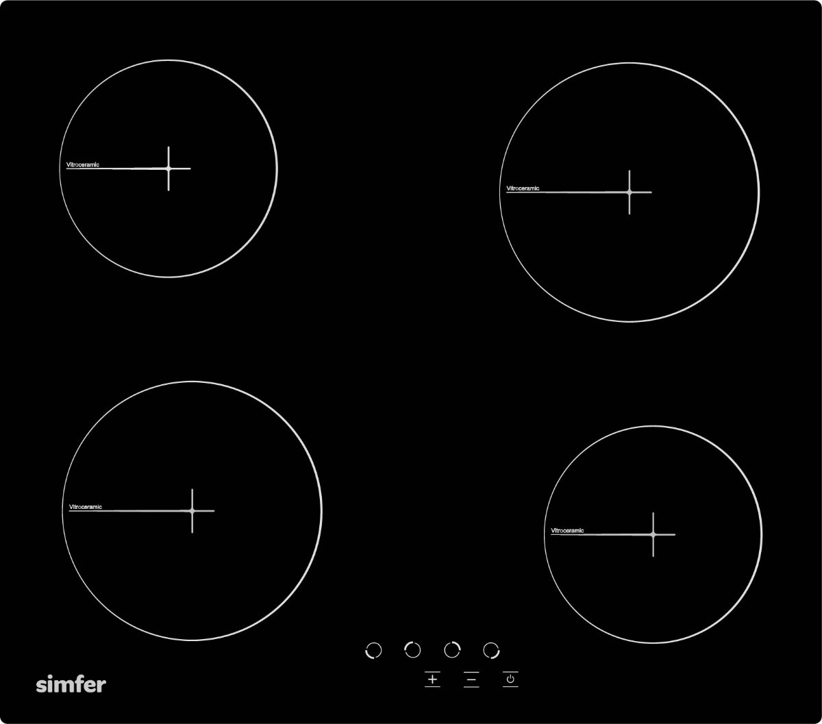 Hob, H6.040.DECSP, Vitroceramic, Number of burners/cooking zones 4, Touch, Black