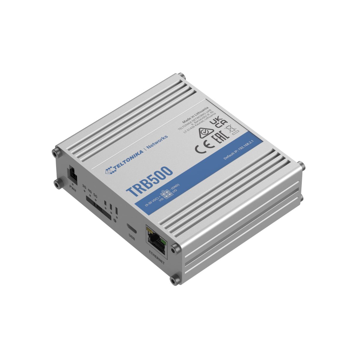 Industrial 5G Gateway, TRB500, No Wi-Fi, 10/100/1000 Mbps Mbit/s, Ethernet LAN (RJ-45) ports 1, Mesh Support No, MU-MiMO Yes, Antenna type SMA for Mobile