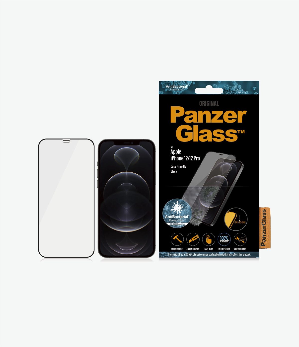 Apple, For iPhone 12/12 Pro, Glass, Black, 100% touch; The coating is non-toxic, Case Friendly