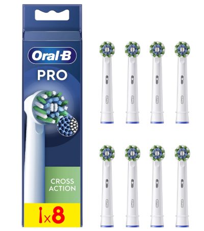 Replaceable toothbrush heads, EB50RX-8 Cross Action Pro, Heads, For adults, Number of brush heads included 8, White