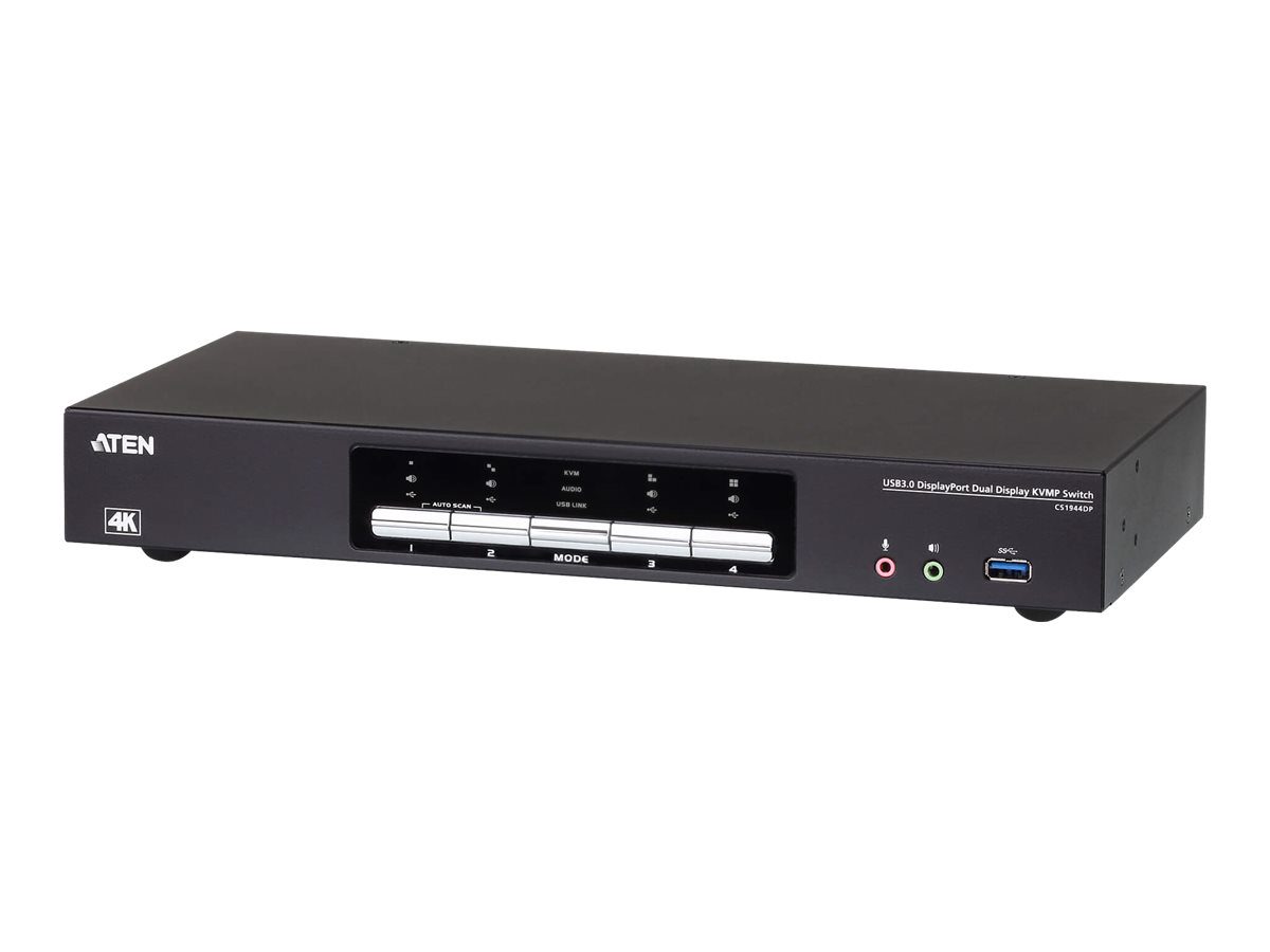 Aten CS1944DP 4-Port USB 3.0 4K DisplayPort Dual Display KVMP Switch, Aten, 4-Port USB 3.0 4K DisplayPort Dual Display KVMP Switch, CS1944DP-AT-G