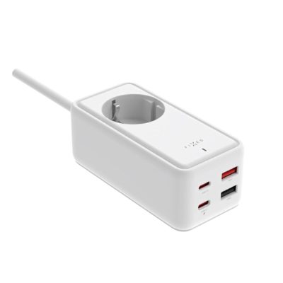 Fixed harging Strip power extension adapter with 2x USB-C and 2x USB, GaN III, 1.5m, PD 65W, FIXCS65-1.5-WH