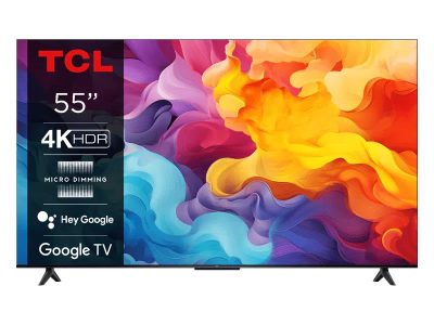 TV Set, TCL, 55", 4K/Smart, 3840x2160, Wireless LAN, Bluetooth, Google TV, 55V6B