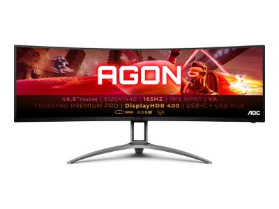 Gaming Monitor, AG493UCX2, 49 ", VA, DQHD, 32:9, 165 Hz, 1 ms, 5120 x 1440 pixels, 550 cd/m², HDMI ports quantity 3, Black, Warranty 36 month(s)