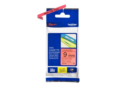 TZe-421 Laminated Tape, Black on Red, TZe, 8 m, 9 cm