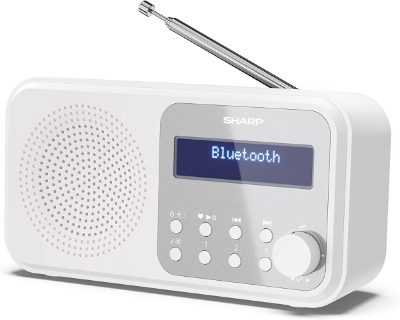 Sharp DR-P420(WH) Tokyo Portable Digital Radio, FM/DAB/DAB+, Bluetooth 5.0, USB or Battery Powered, Snowy White, Sharp, Tokyo Portable Digital Radio, DR-P420(WH), Bluetooth, White