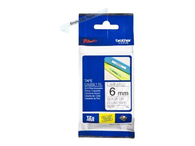 TZe-111 Laminated Tape, Black on Clear, TZ, 8 m, 6 cm