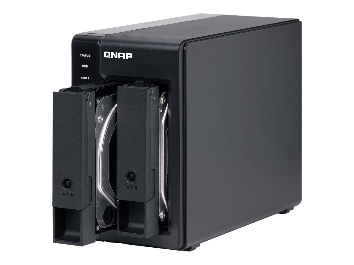 QNAP 2 Bay USB Type-C Direct Attached Storage with Hardware RAID, TR-002, Micro, 6 GB, Black