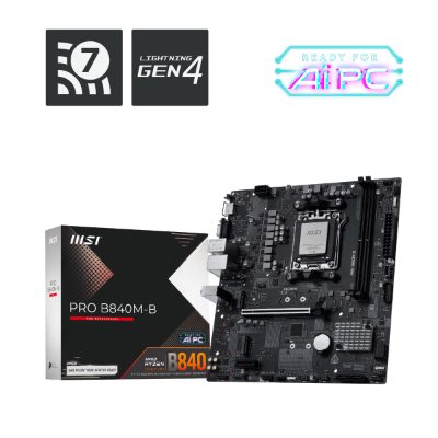 MSI PRO B840M-B, Processor family AMD, Processor socket AM5, DDR5, Supported hard disk drive interfaces SATA, M.2, Number of SATA connectors 4