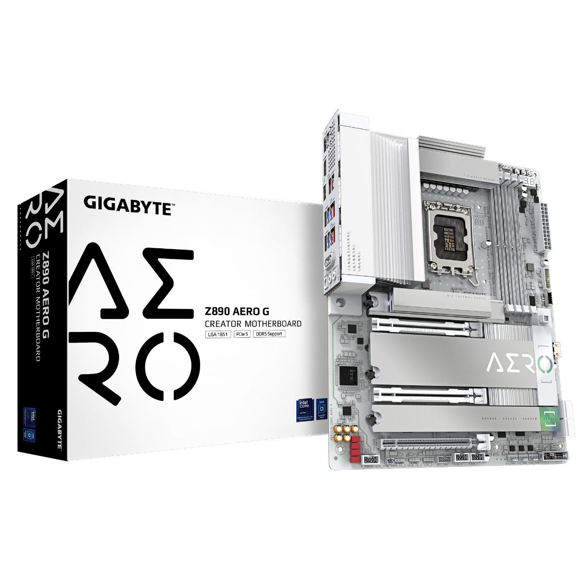 Mainboard, GIGABYTE, Intel Z890, LGA1851, ATX, Memory DDR5, Memory slots 4, 1xPCI-Express 4.0 4x, 1xPCI-Express 5.0 8x, 1xPCI-Express 5.0 16x, 5xM.2, 1xHDMI, 2xUSB 2.0, 4xUSB 3.2, 1xUSB-C w/Thunderbolt, 1xOptical S/PDIF, 2xRJ45, 2xAudio port, Z890AEROG