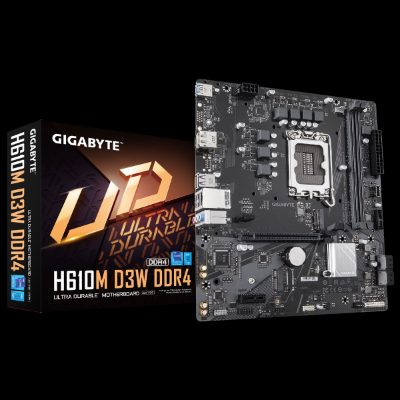Gigabyte H610M D3W DDR4, Processor family Intel, Processor socket LGA1700, DDR4, Supported hard disk drive interfaces M.2, SATA, Number of SATA connectors 4