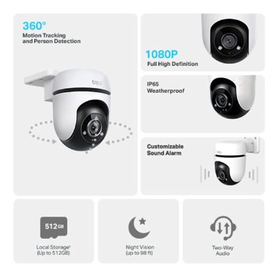 Pan/Tilt Security WiFi Camera, TC40, Dome, 2 MP, 3mm, IP65, H.264, Micro SD, Max. 512GB