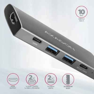 AXAGON Multi-port USB-C 10Gbps hub, 13cm, HMC-5G21