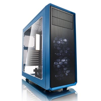 Focus G, FD-CA-FOCUS-BU-W, Side window, Left side panel - Tempered Glass, Blue, ATX