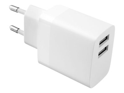 Dual USB Travel Charger 17W and USB/USB-C Cable, FIXC17N-2UC-WH