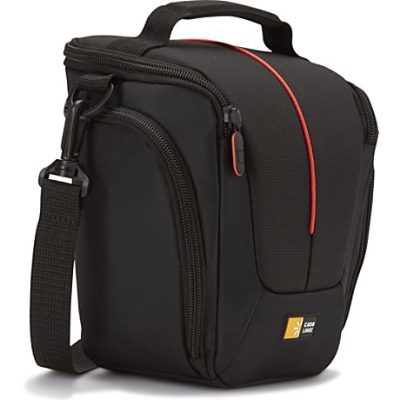 DCB-306 SLR Camera Bag, Black, * Designed to fit an SLR camera with standard zoom lens attached * Internal zippered pocket stores memory cards, filter or lens cloth * Side zippered pockets store an extra battery, cables, lens cap, or small accessories * Lid unzips to create a wide opening for easy, quick access to the grip of your camera * Padded base protects your camera and lens * Integrated belt loop, padded handle and removable shoulder strap offer multiple carrying options