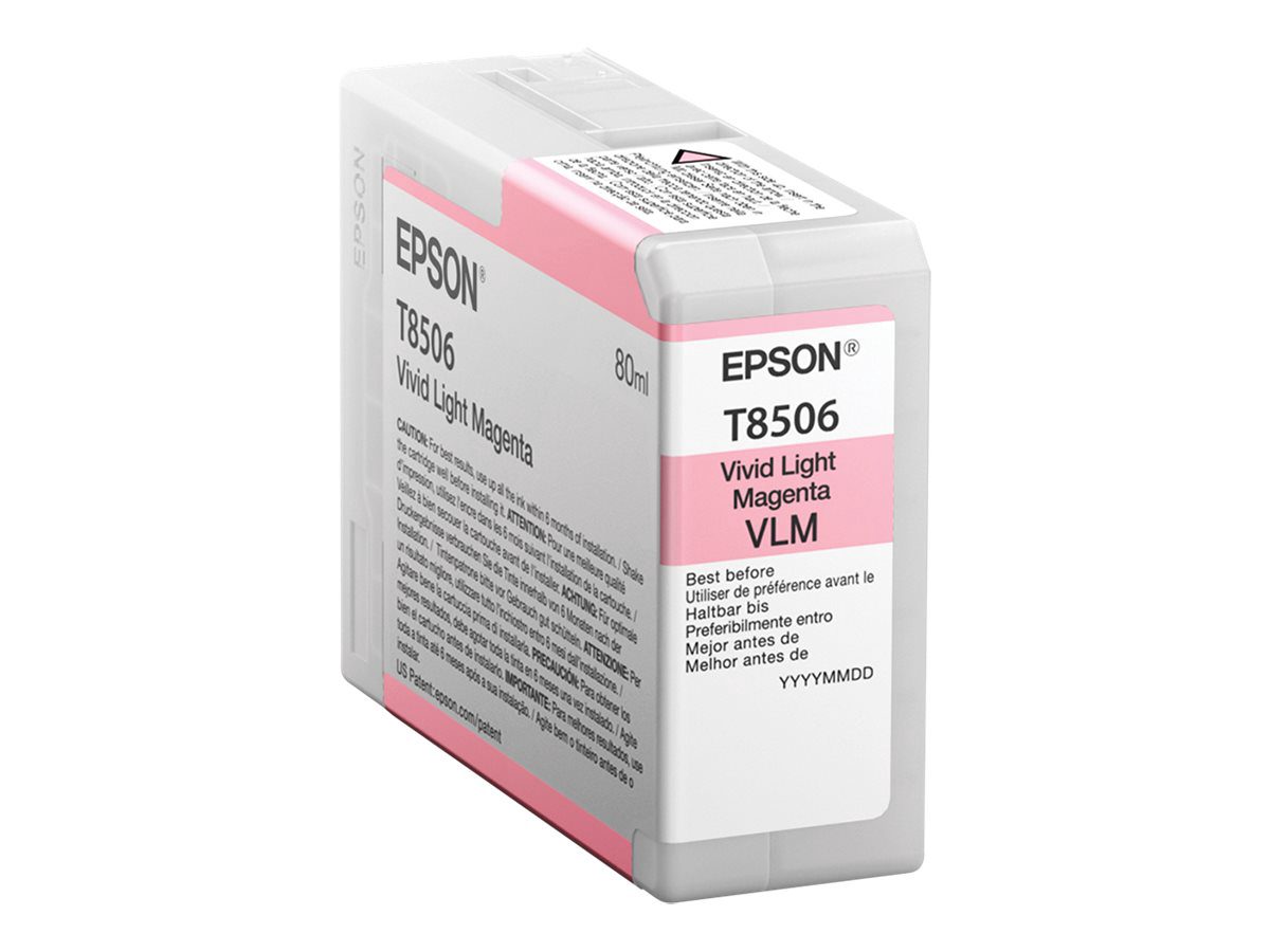 Epson T85060N ink, Light magenta, Epson Epson, C13T85060N, Epson T8506 - vivid light magenta - original - ink cartridge, Ink cartridge, Vivid light magenta