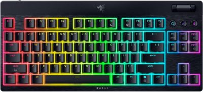 BlackWidow V4 Low-Profile Tenkeyless HyperSpeed, Keyboard, Wireless, US, Bluetooth, Green Switches, Black