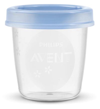 Philips Avent trauki ar vāciņiem krūts piena/ēdiena uzglabāšanai 180 ml (5gab)