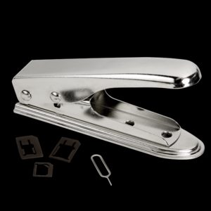 2 in 1 SIM Card Cutter, *For cutting of SIM cards into micro and nano format*Material: Stainless iron*For easy cutting of SIM cards*2x Nano-SIM cards, 1x Micro SIM Card*Adapter and 1x SIM card pin included*Color: Silver/Chrome