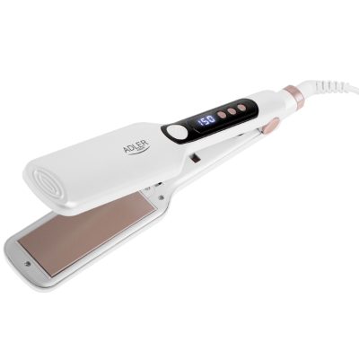 Adler Hair Straightener - Wide, AD 2325, Ceramic heating system, Display LCD, Temperature (min) 150 °C, Temperature (max) 210 °C, Number of heating levels 7, 120 W, White