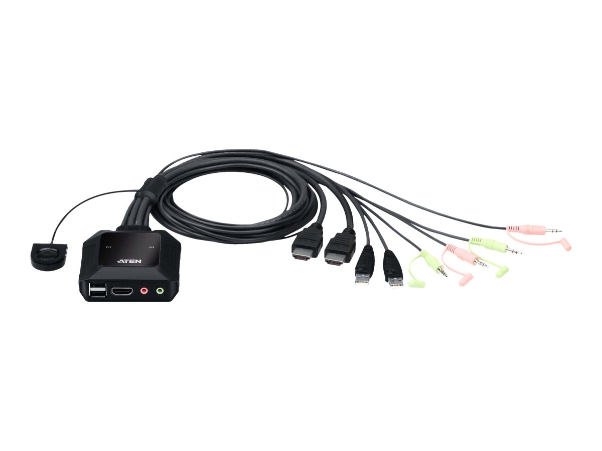 2-Port USB 4K HDMI Cable KVM Switch with Remote Port Selector, CS22H-AT