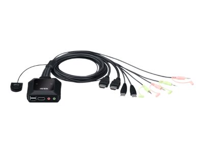 2-Port USB 4K HDMI Cable KVM Switch with Remote Port Selector, CS22H-AT
