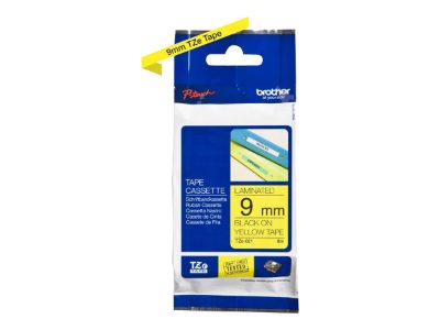 TZe-621 Laminated Tape, Black on Yellow, TZe, 8 m, 9 cm