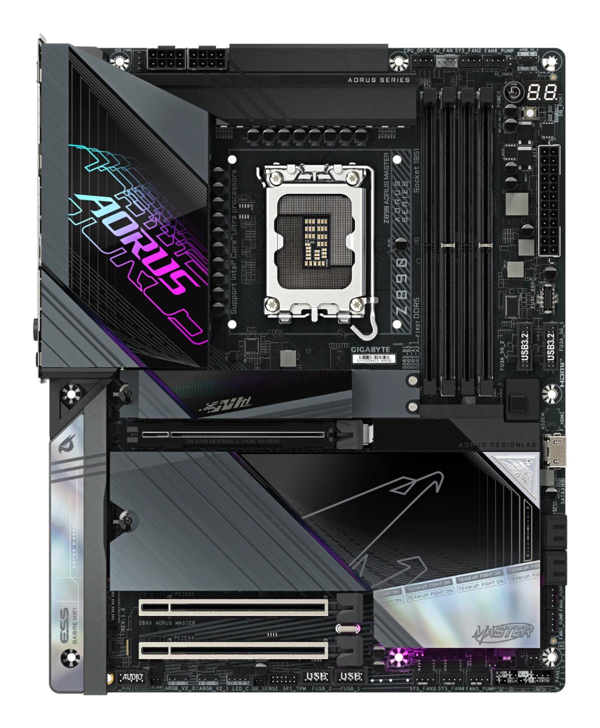 Mainboard, GIGABYTE, Intel Z890, LGA1851, ATX, Memory DDR5, Memory slots 4, 1xPCI-Express 4.0 1x, 1xPCI-Express 4.0 4x, 1xPCI-Express 5.0 16x, 5xM.2, 2xUSB 2.0, 8xUSB 3.2, 2xUSB-C w/Thunderbolt, 1xOptical S/PDIF, 1xRJ45, 2xAudio port, Z890AORUSMASTER