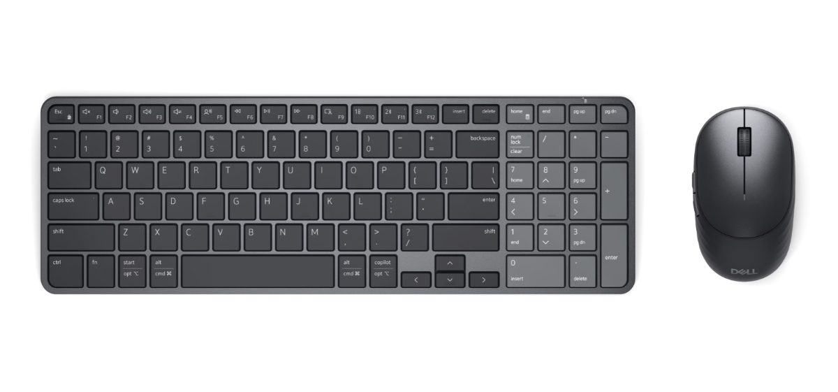 Dell Pro 7 Rechargeable Compact Keyboard and Mouse - KM746, Keyboard and Mouse Set, Wireless, Bluetooth, US International, Graphite