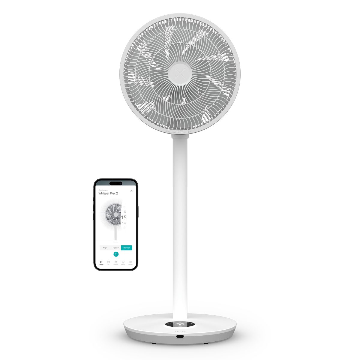 Duux Fan, Whisper Flex 2, Stand Fan, 2-21.5 W, Diameter 34 cm, Number of speeds 30, Oscillation, Remote control, White