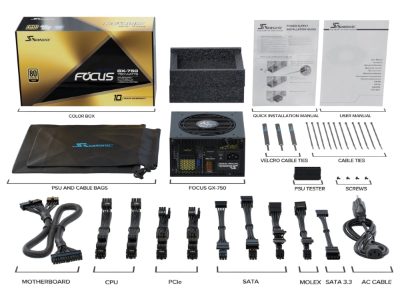 Power Supply, SEASONIC, FOCUS-GX-750-ATX31, 750 Watts, Efficiency 80 PLUS GOLD, MTBF 100000 hours