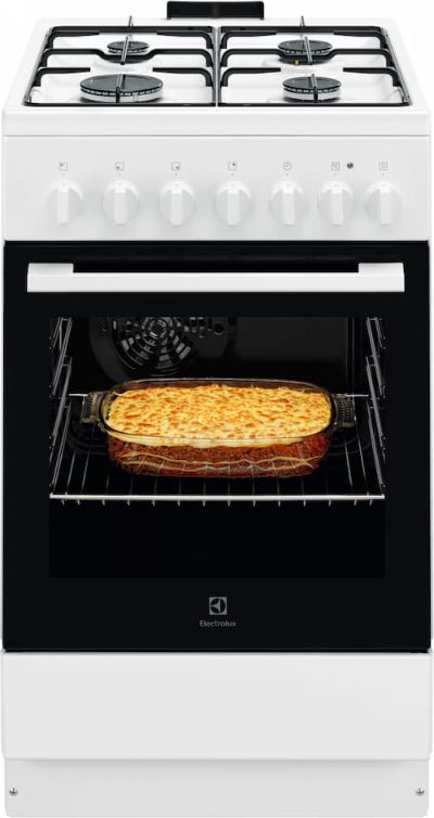 Electrolux gāzes plīts ar elektrisko cepeškrāsni, 50cm, balta